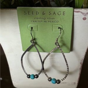 SEED & SAGE: STERLING SILVER, TURQUOISE DROP EARRINGS